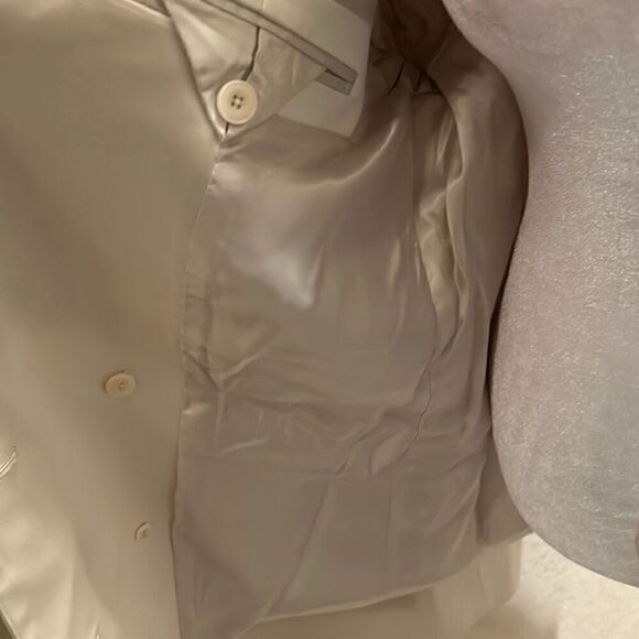 Helsa Womens M Oversized Blazer Jacket White Satin Minimalist Contemporary Chic - Picture 6 of 12